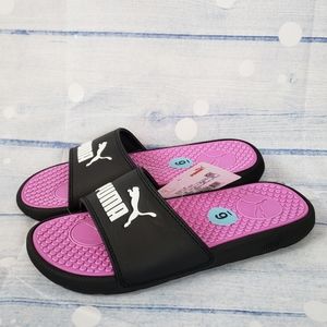 New Puma Slides cool cat, Pink & Black. Sz. 6 women's